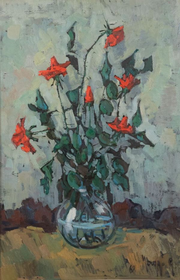Gianpietro  Maggi - &quot;Still Life with Vase and Bouquet of Flowers&quot;. Signed