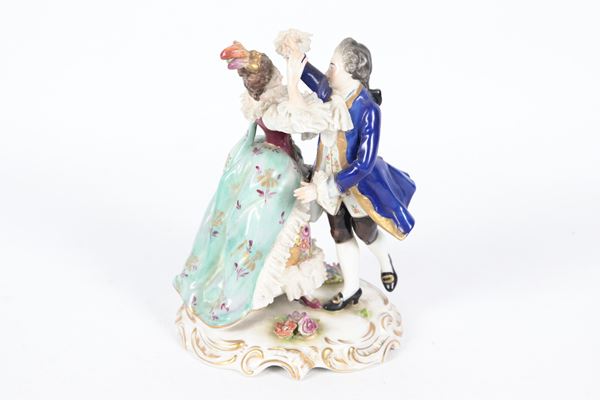 &quot;The Nobles&#39; Dance&quot;, small group in polychrome Capodimonte porcelain, slight losses