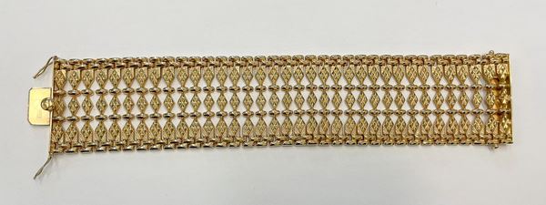 18kt yellow gold bracelet with hinged links and hidden clasp, gr. 51.5