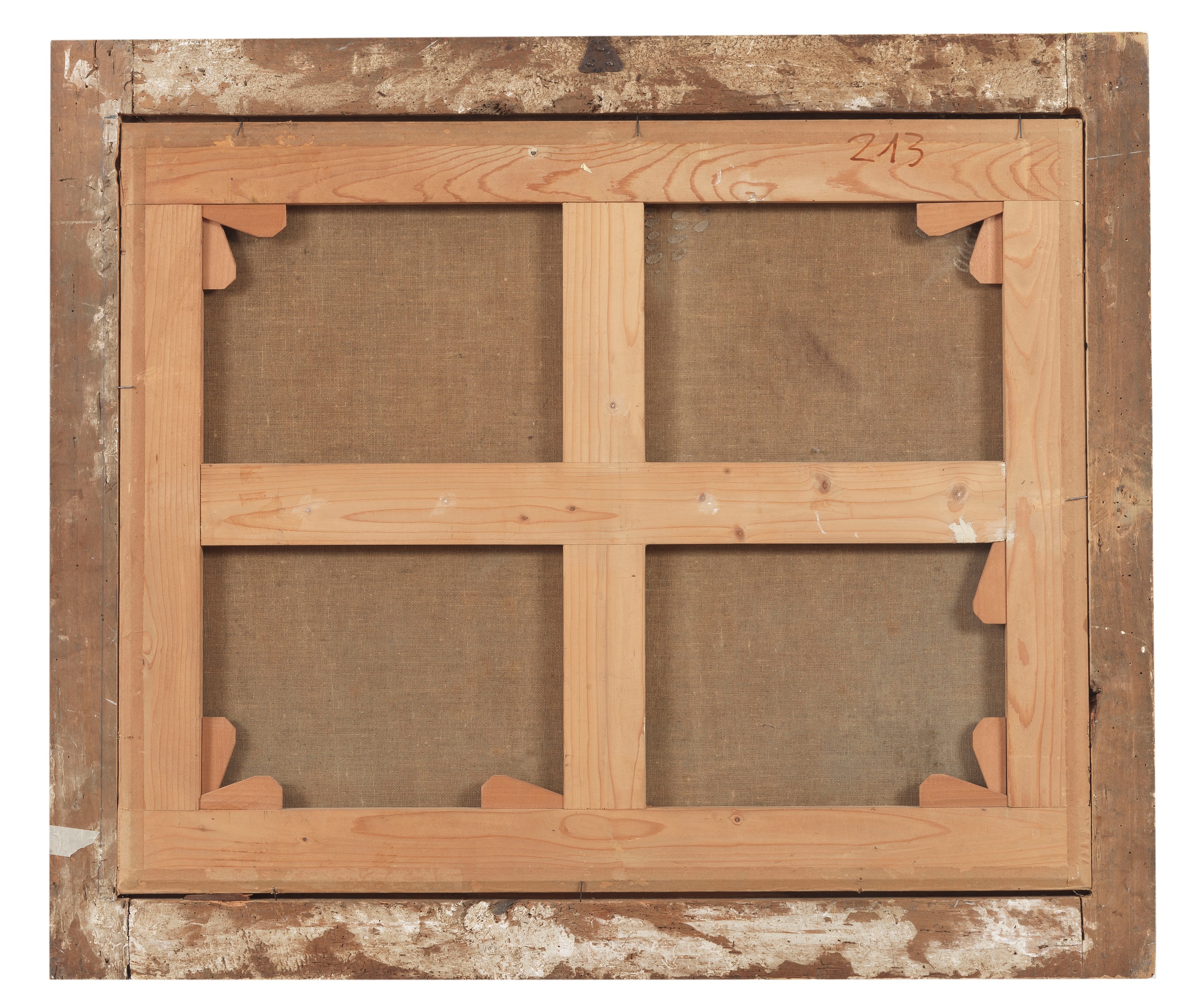 "Architettura con baccanale", luminoso e fine dipinto ad olio su tela in cornice dorata e laccata...