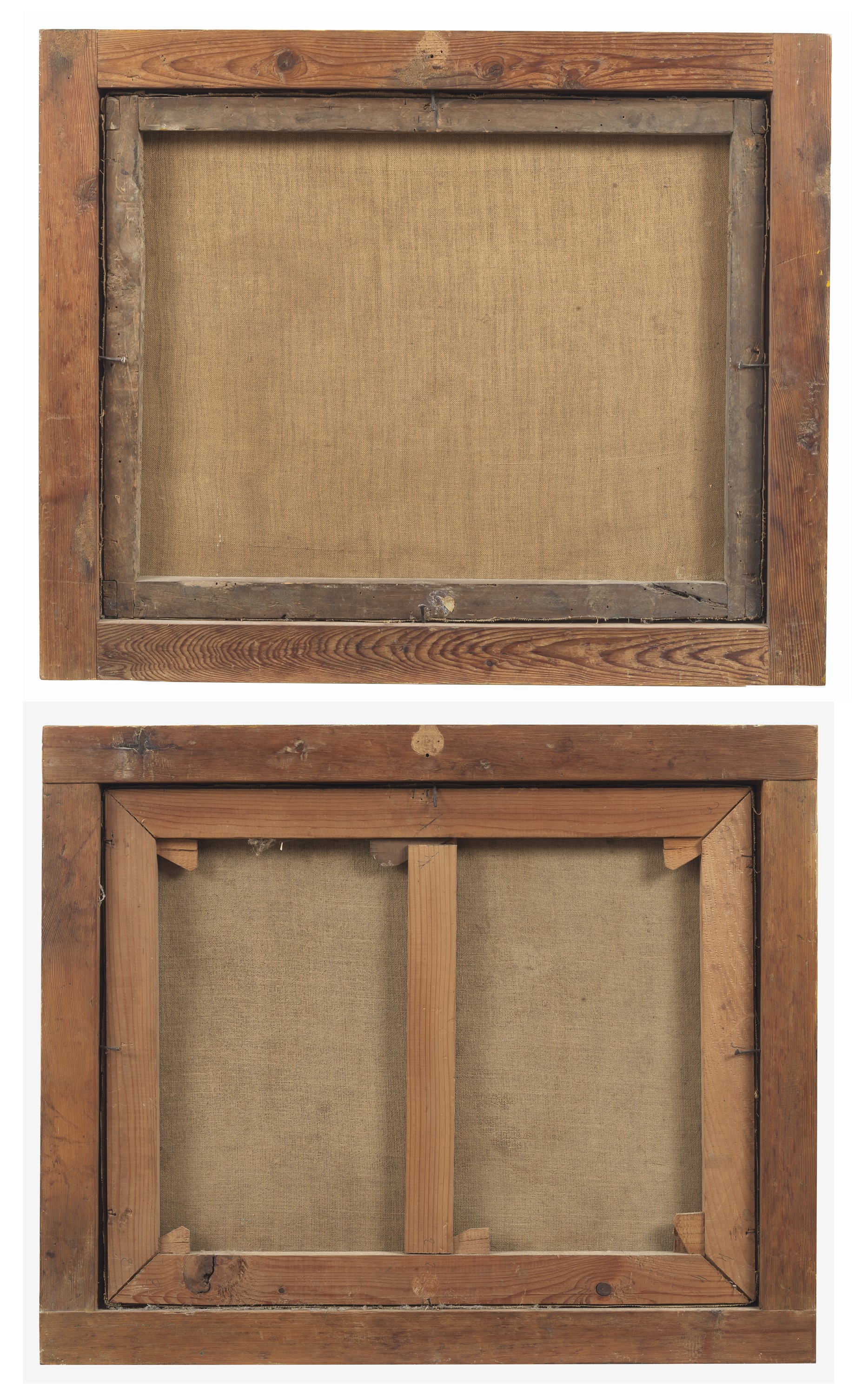 Bottega di. "Nature morte di fiori", coppia di dipinti ad olio su tela in cornici in legno dorato...